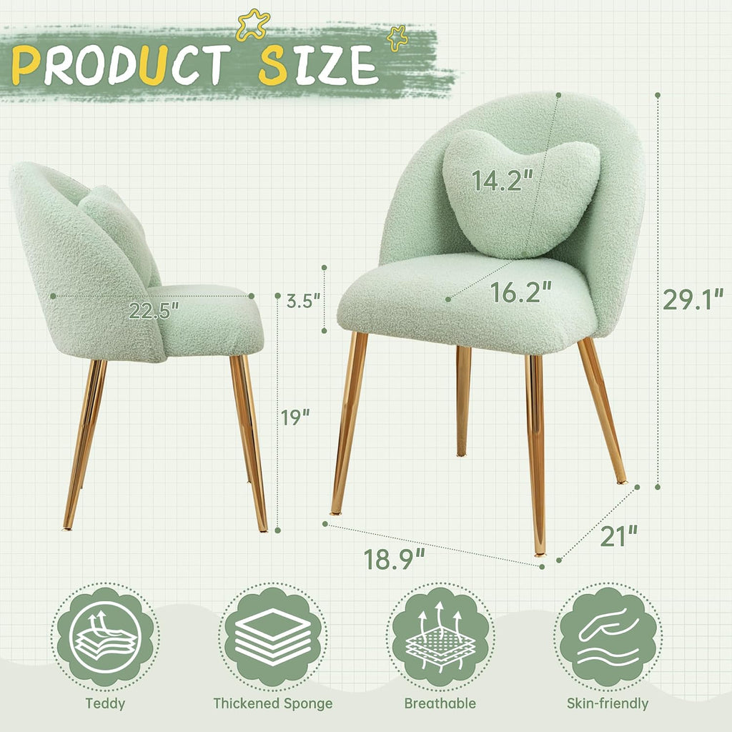 Green Teddy Fluffy Makeup Vanity Chair
