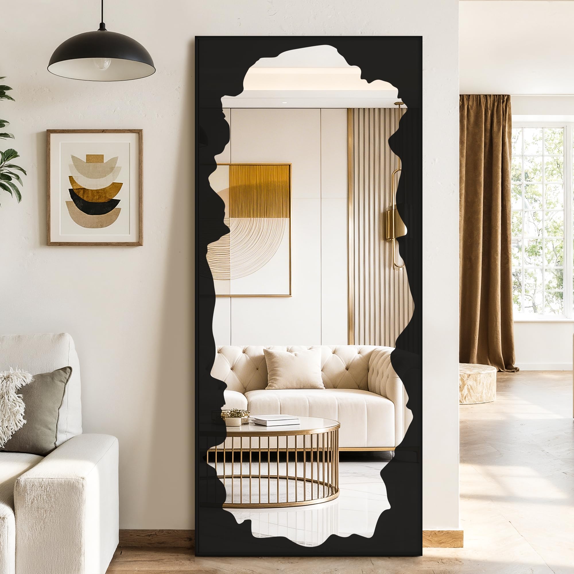 Black Abstract Full Length Standing Mirror