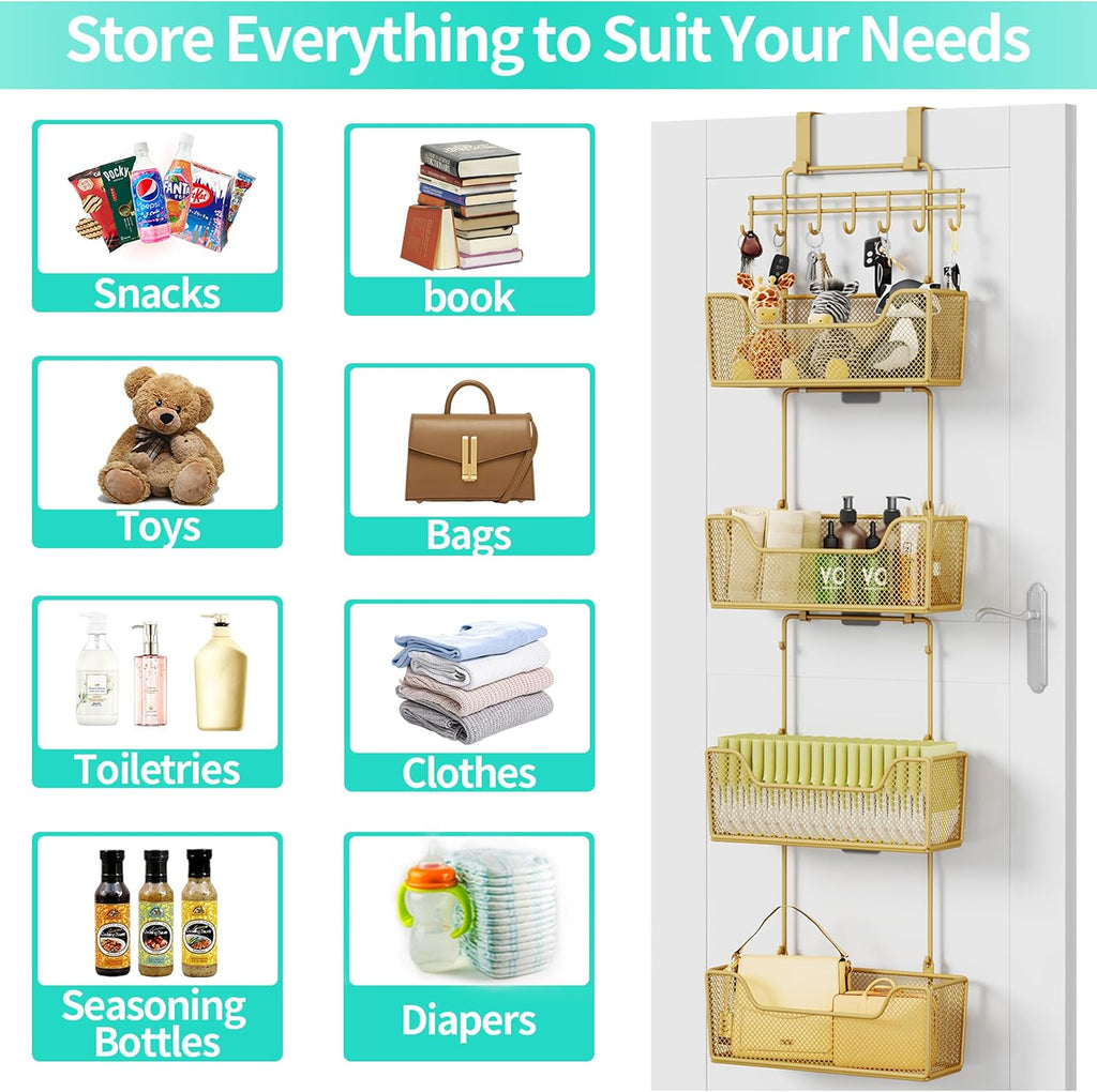 4 Basket Over Door Hanging Organizer