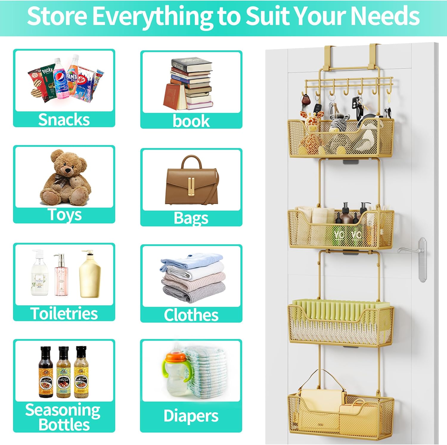4 Basket Over Door Hanging Organizer
