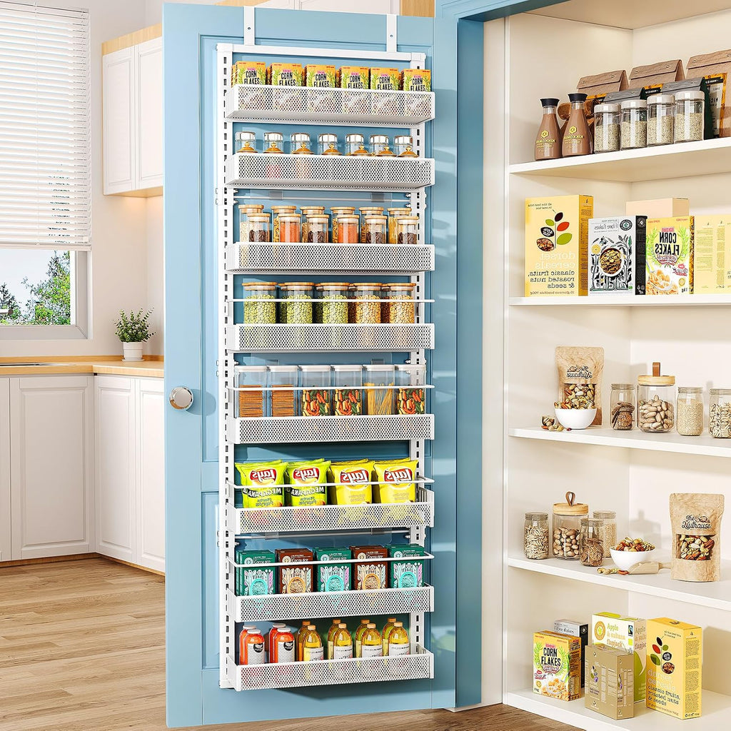 White Mesh 8-Tier Door Pantry Organizer
