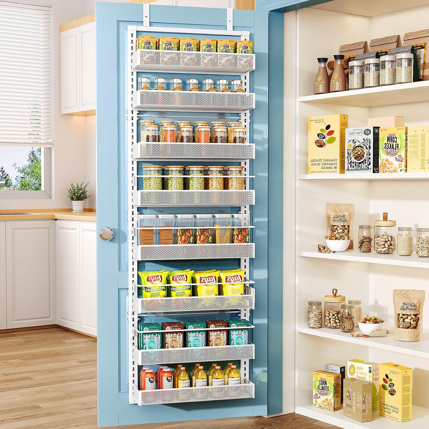 White Mesh 8-Tier Door Pantry Organizer