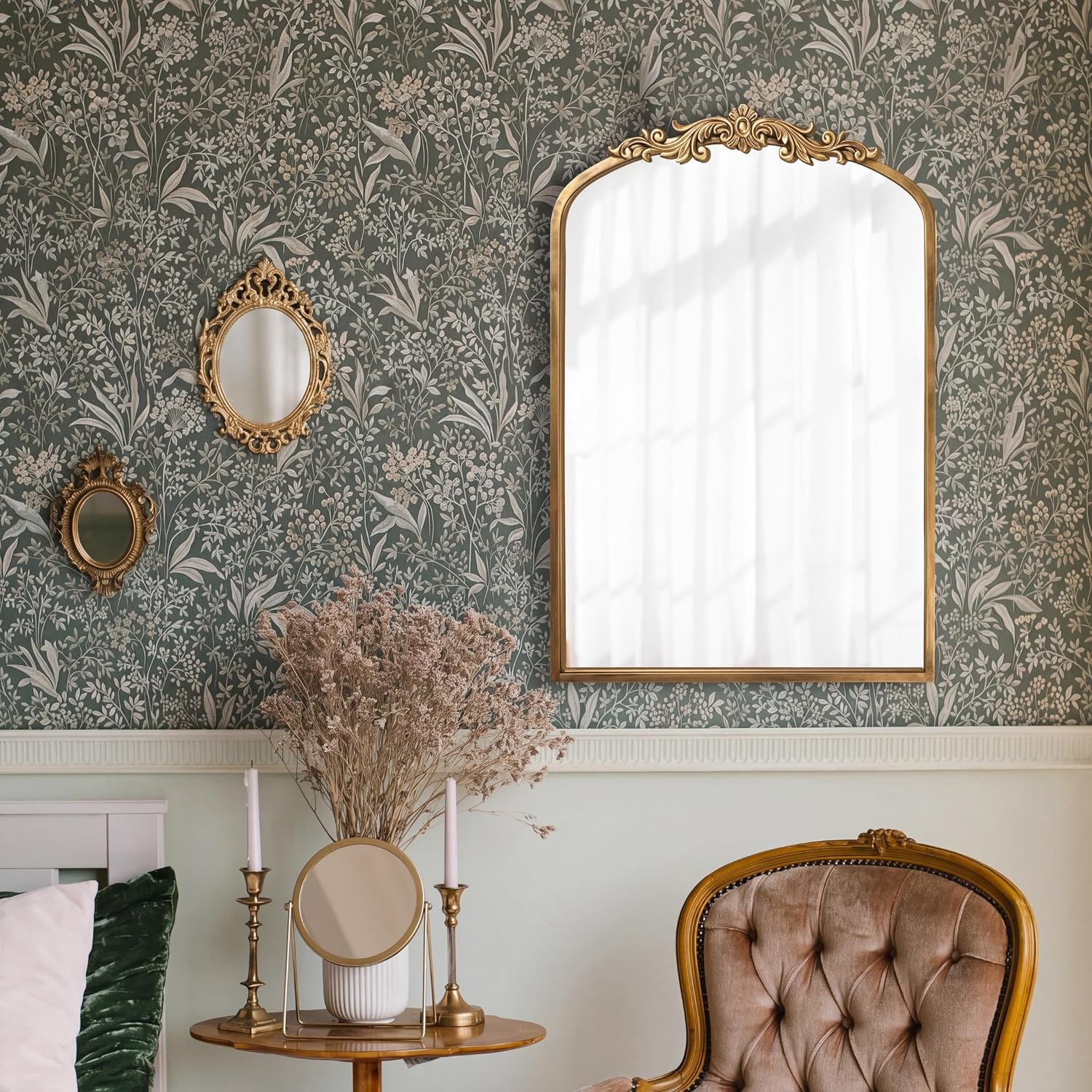 Gold Ornate Vintage Arched Mirror